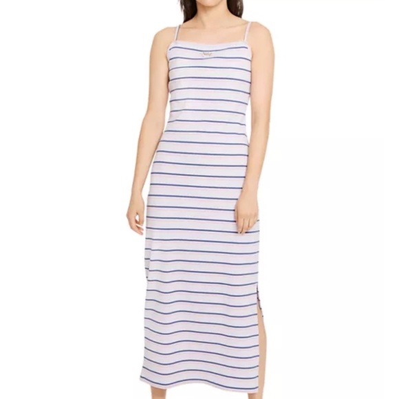 Nike Plus Femme Striped Casual Sporty Maxi Dress Violet Purple Striped - Picture 2 of 13